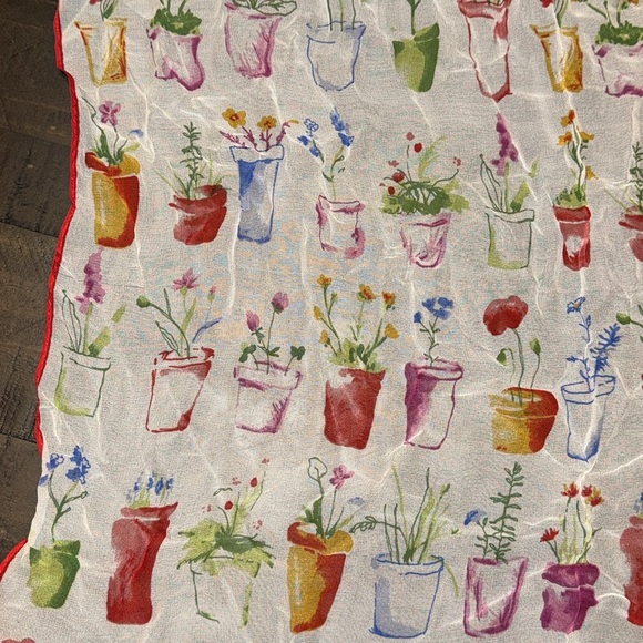 Vintage Silk Scarf Flowers in Flower Pots Gardening Theme by ECHO - Picture 5 of 12
